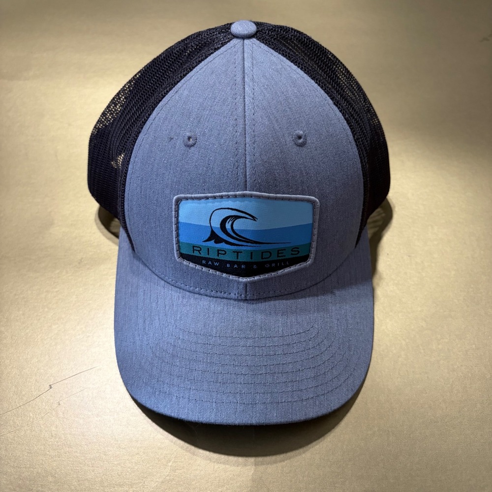Richardson 115 Riptides Raw Bar & Grill Trucker Hat Blue Snapback Mesh Cap MD/LG